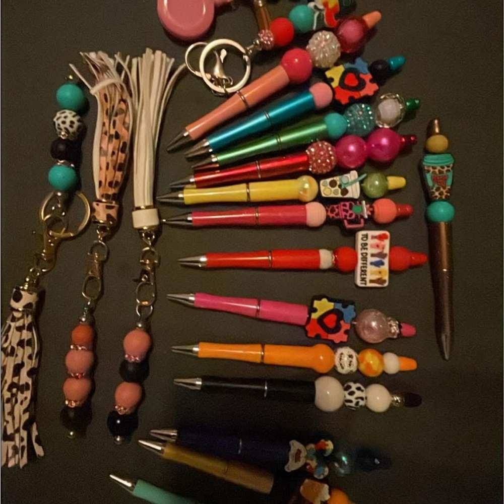 Colorful Beaded Pens and Keychains
